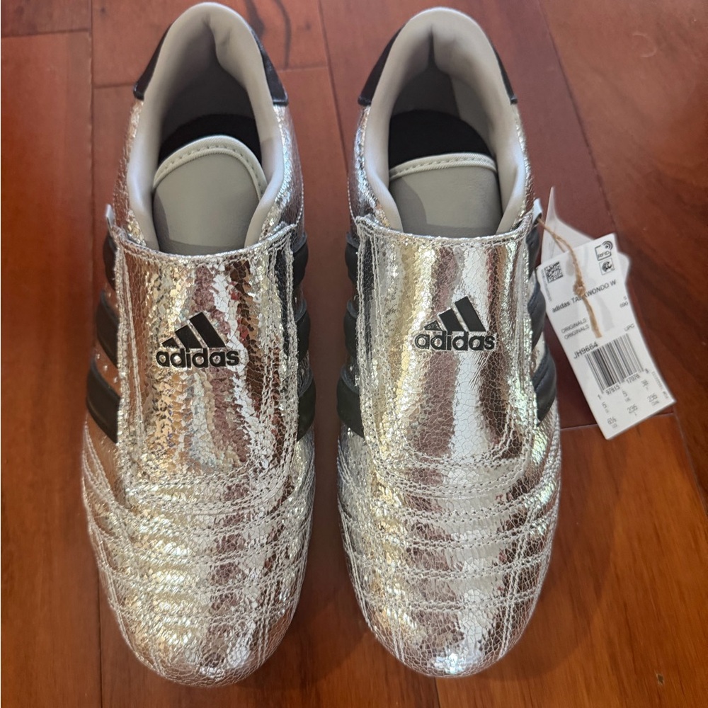 Adidas Metallic Silver Slip-On Sneakers